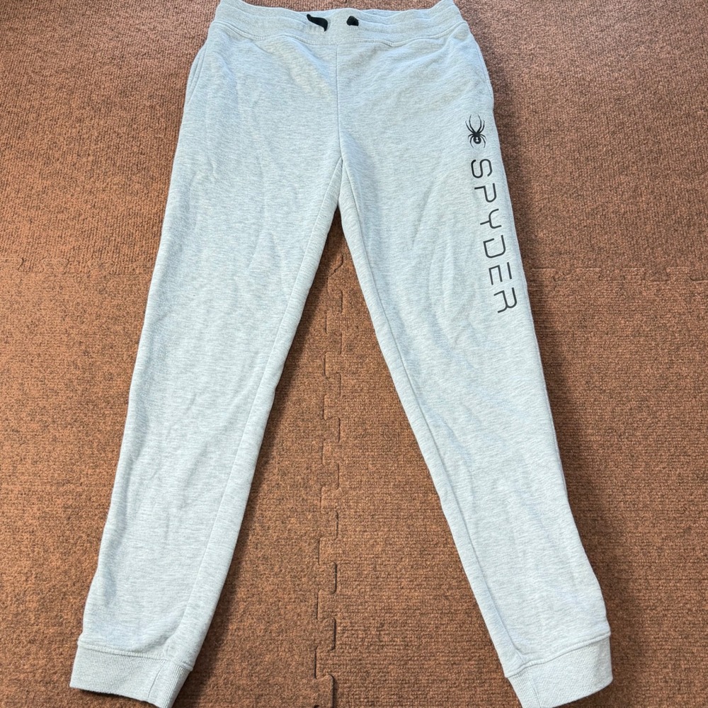 A+ Spyder Kids Gray Fleece Jogger Sweatpants Boys Size L 14/16 Athletic Pants